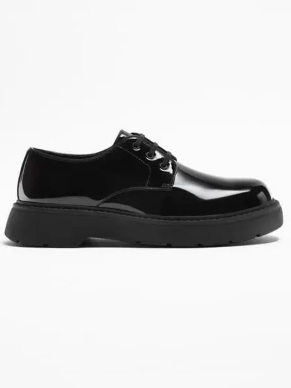 NWT‎ Zara Black Patent Lace-Up Platform Shoes Sz 7 (TXABIN)